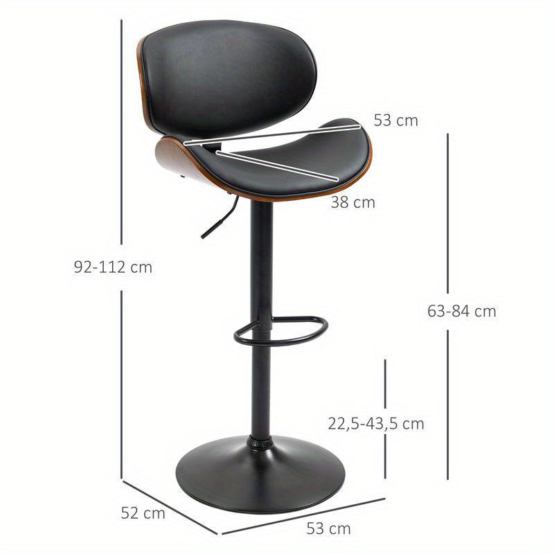 Barkruk – Barstoel – Kruk – Hoge Stoel – Verstelbare Barkruk – Draaibaar Zitvlak – Ergonomisch Kussen – Stevig Metaal Hout Frame – Ruimtebesparend Design