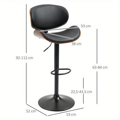 Barkruk – Barstoel – Kruk – Hoge Stoel – Verstelbare Barkruk – Draaibaar Zitvlak – Ergonomisch Kussen – Stevig Metaal Hout Frame – Ruimtebesparend Design