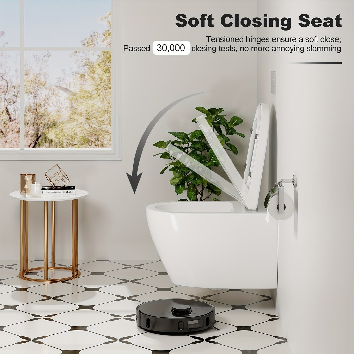 Wandtoilet – Hangtoilet – Toiletpot – Hangend Toilet – Diepspoel Toilet – Spoelrandloos – Softclose Bril – Keramiek – Ruimtebesparend Design – 51 cm Wit