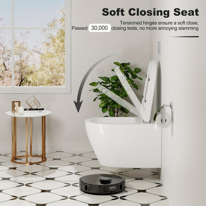 Wandtoilet – Hangtoilet – Toiletpot – Hangend Toilet – Diepspoel Toilet – Spoelrandloos – Softclose Bril – Keramiek – Ruimtebesparend Design – 51 cm Wit