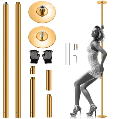 Danspaal – Pole Dance Paal – Standaard Danspaal – Fitnesspaal – Draaibare Paal – Verstelbare Hoogte 203-274 cm – Gouden Roestvrij Staal