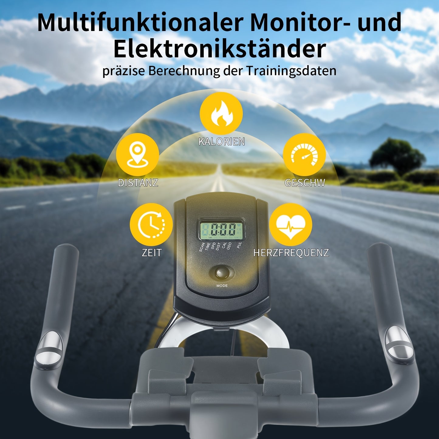Indoor Hometrainer – Fitnessfiets – Fitness Bike – Exercise Bicycle – Indoor Cycling – Schokabsorberend Ontwerp – Hartslagmeter & Multifunctioneel Display