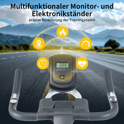 Indoor Hometrainer – Fitnessfiets – Fitness Bike – Exercise Bicycle – Indoor Cycling – Schokabsorberend Ontwerp – Hartslagmeter & Multifunctioneel Display