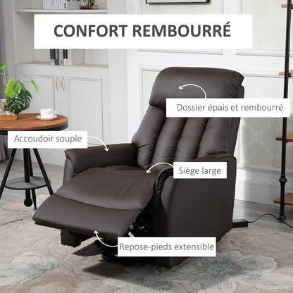 Sta-op-stoel – Liftfauteuil – Relaxstoel – Elektrische Fauteuil – Verstelbare Rugleuning – 150 kg Draaggewicht – Afstandsbediening – Bruin Kunstleer