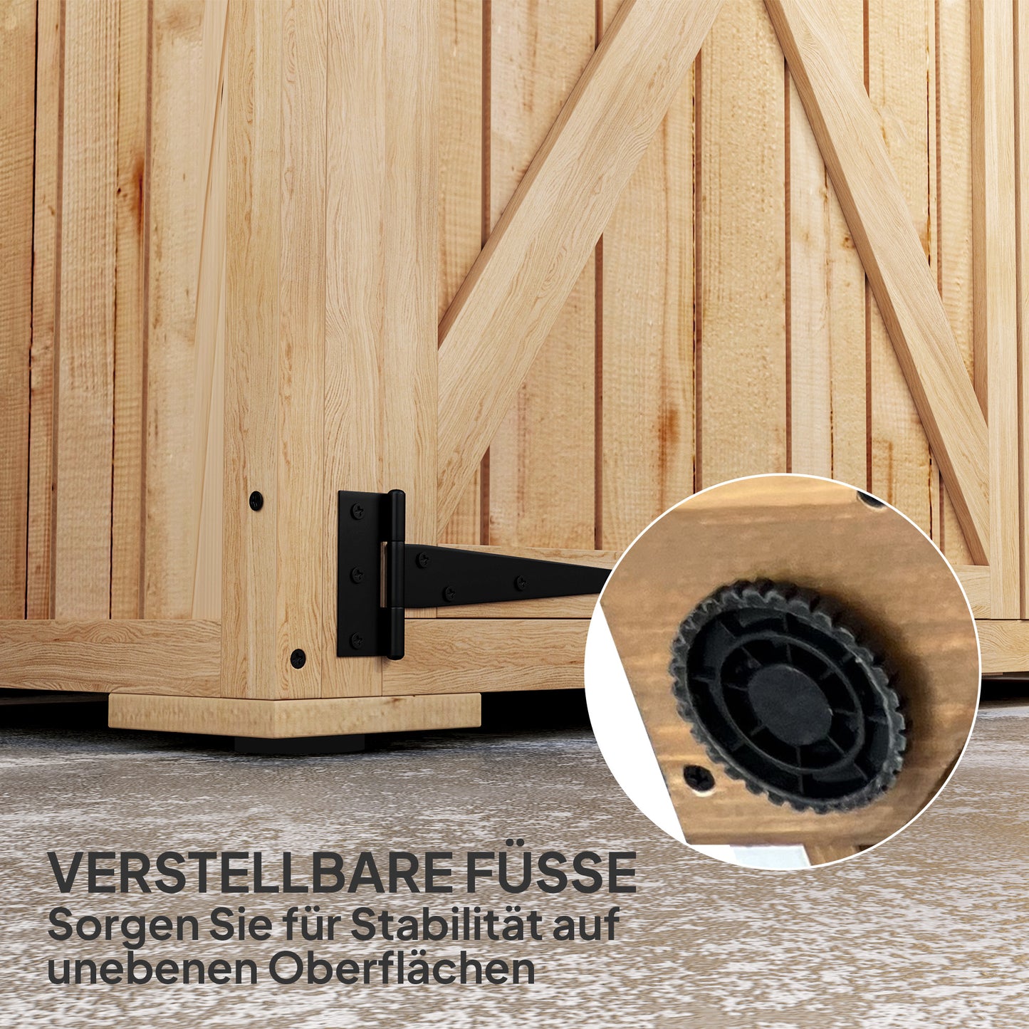 Houten Tuinberging – Tuinschuur – Tuinkast – Berging – Tuinopbergkast – Lichtbruin Vurenhout – Weerbestendig Asfalt Dak – Dubbele Deuren – Verstelbare Pootjes