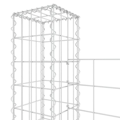 Tuinafscheiding – Tuinscherm – Buitenomheining – Privacy Scherm – Gabion Hek – U-vormig Met 3 IJzeren Palen – Stevig Metalen Materiaal – 260x20x150 cm