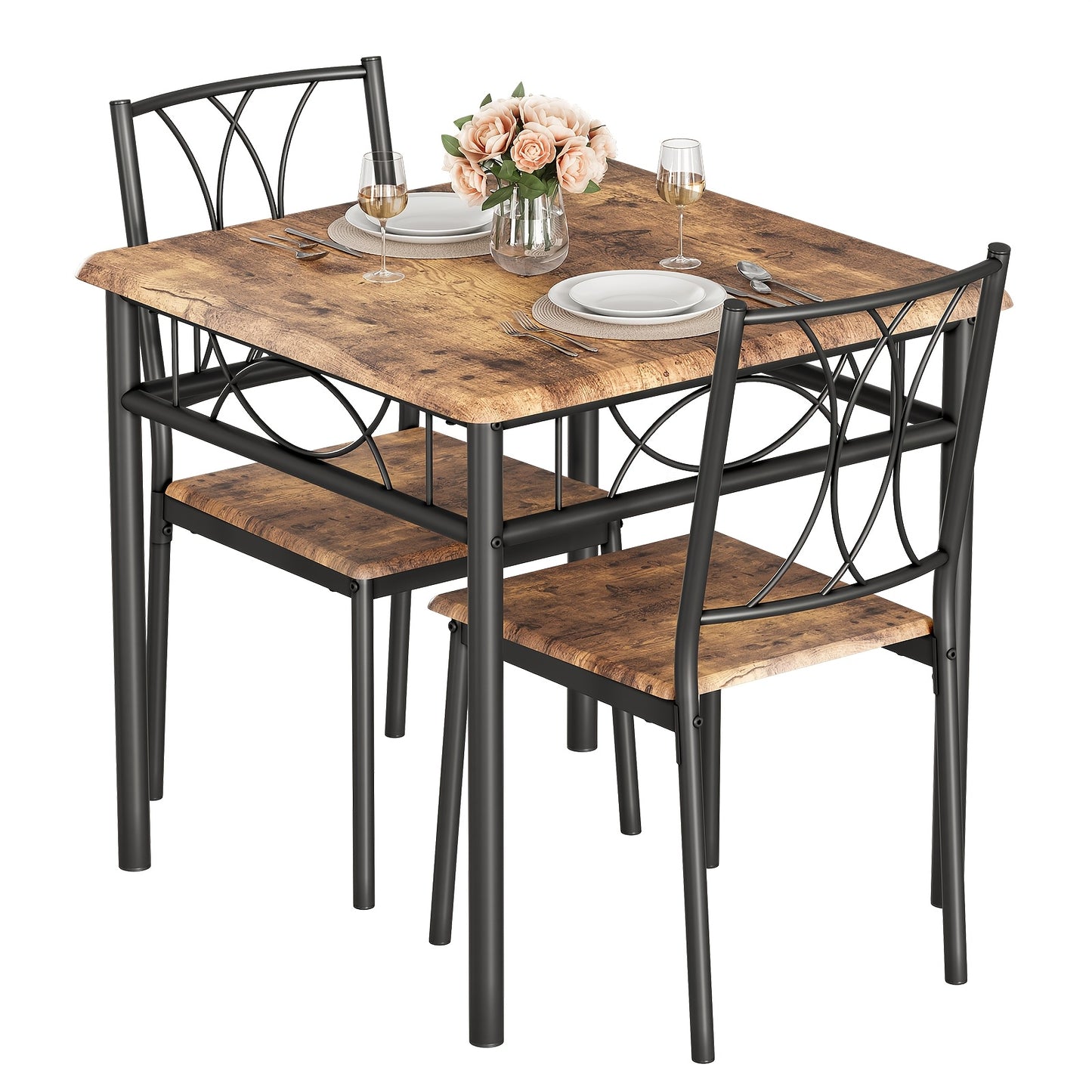 Eettafelset – Eettafel Met Stoelen – Dinerset – Keukentafelset – Compacte Eetkamerset – Klassiek Design – Perfect Voor Kleine Ruimtes