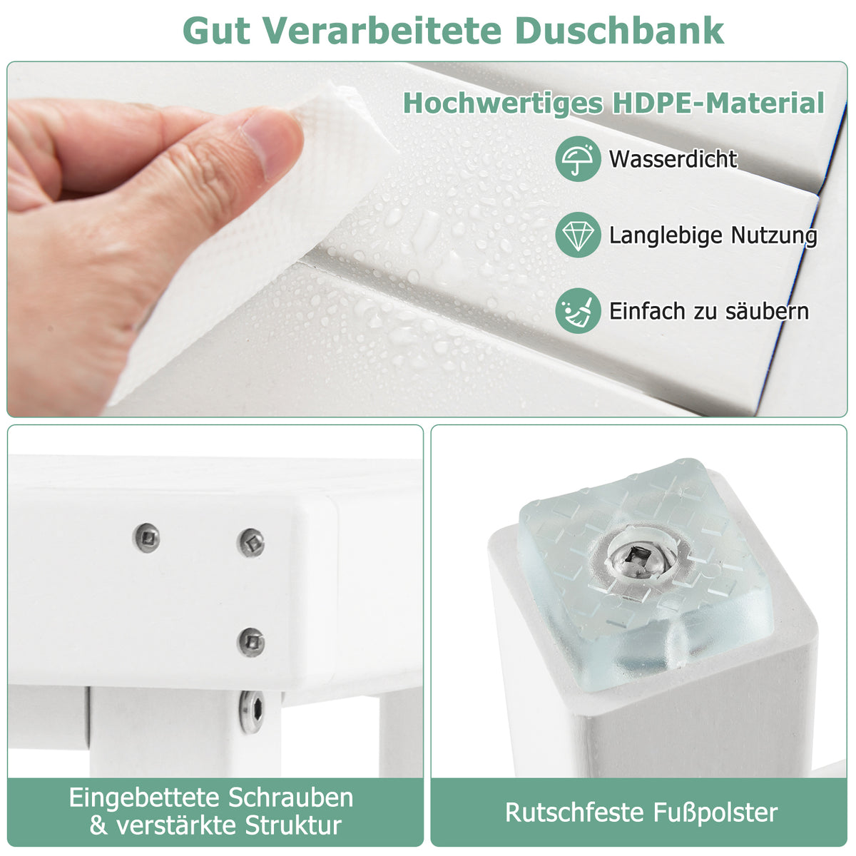 Douchekruk – Douchekrukje – Douchestoel – Badkruk – Badstoel – Wit – 2 Traps – Opbergruimte – Anti-slip