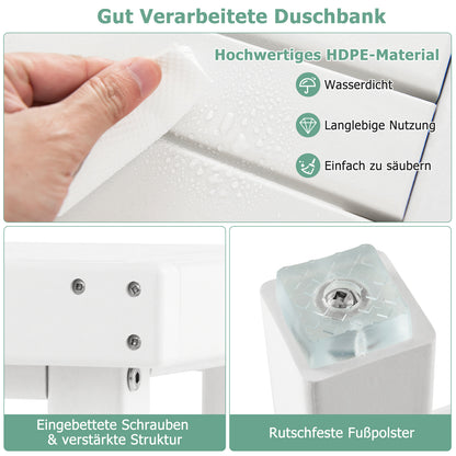 Douchekruk – Douchekrukje – Douchestoel – Badkruk – Badstoel – Wit – 2 Traps – Opbergruimte – Anti-slip