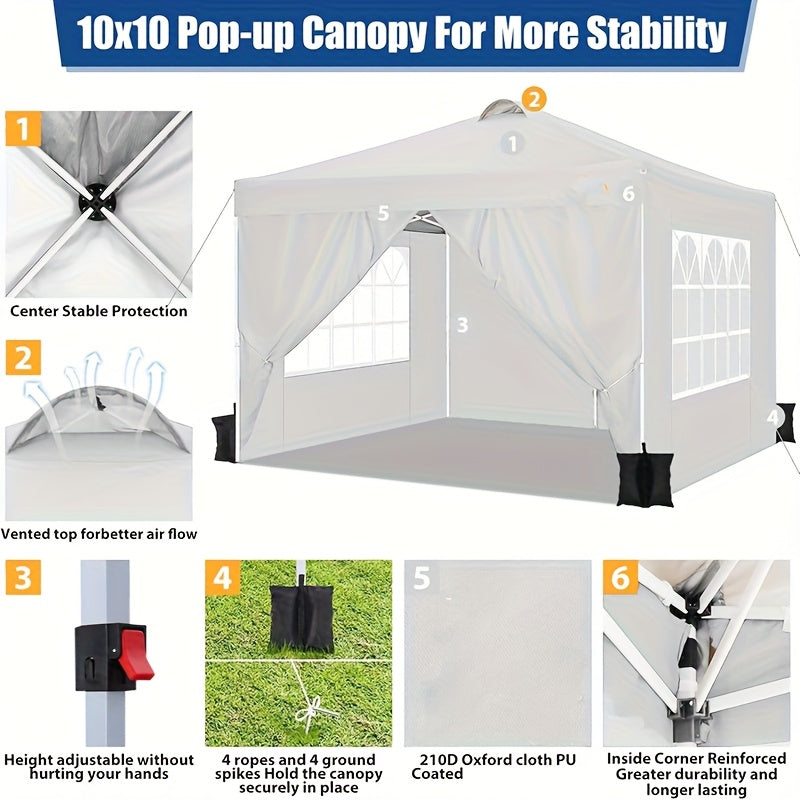 Partytent – Paviljoen – Vouwtent – Easy Up – Feesttent – 3x3 Meter – Waterdicht PU Oxford Stof – Stevig Carbonstaal Frame