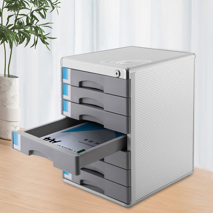Ladeblok – Ladekast – Archiefkast – Rolcontainer – Opbergkast – 7 Lades – Met Slot en Sleutels – Aluminiumlegering – Compacte Desktop Organizer 30x36x40,5 cm