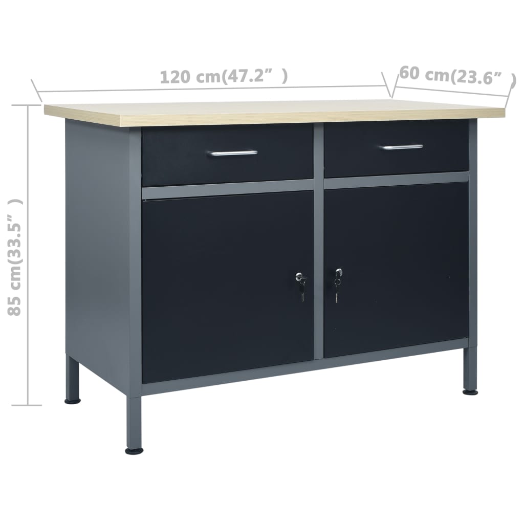 Werkbank – Werktafel – Werkbank Met Opbergruimte – Werkbank Garage – Werkbank Zwart – 500 kg Draagvermogen – Verstelbare Pooten
