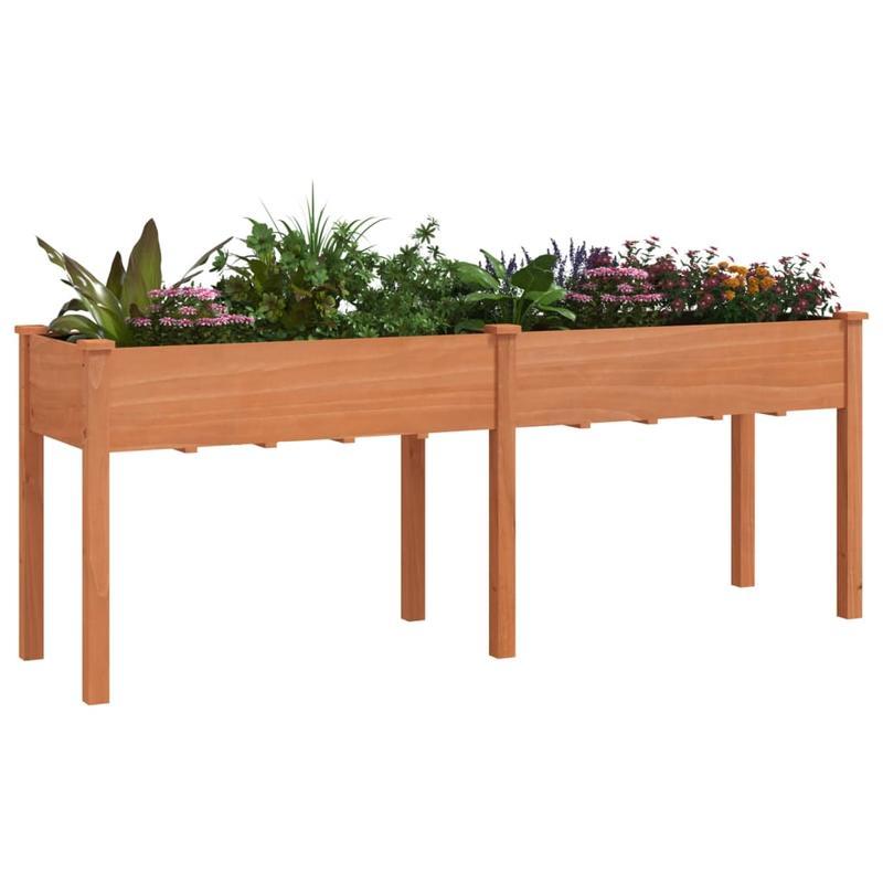 Bloemenrek – Plantenrek – Bloembak – Plantenstandaard – Bloemenhouder – Massief Vurenhout – Bruine Bekleding – Groot Formaat 203x53x76 cm – Lichtgewicht en Duurzaam
