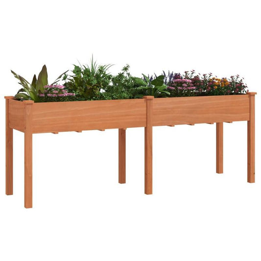 Bloemenrek – Plantenrek – Bloembak – Plantenstandaard – Bloemenhouder – Massief Vurenhout – Bruine Bekleding – Groot Formaat 203x53x76 cm – Lichtgewicht en Duurzaam
