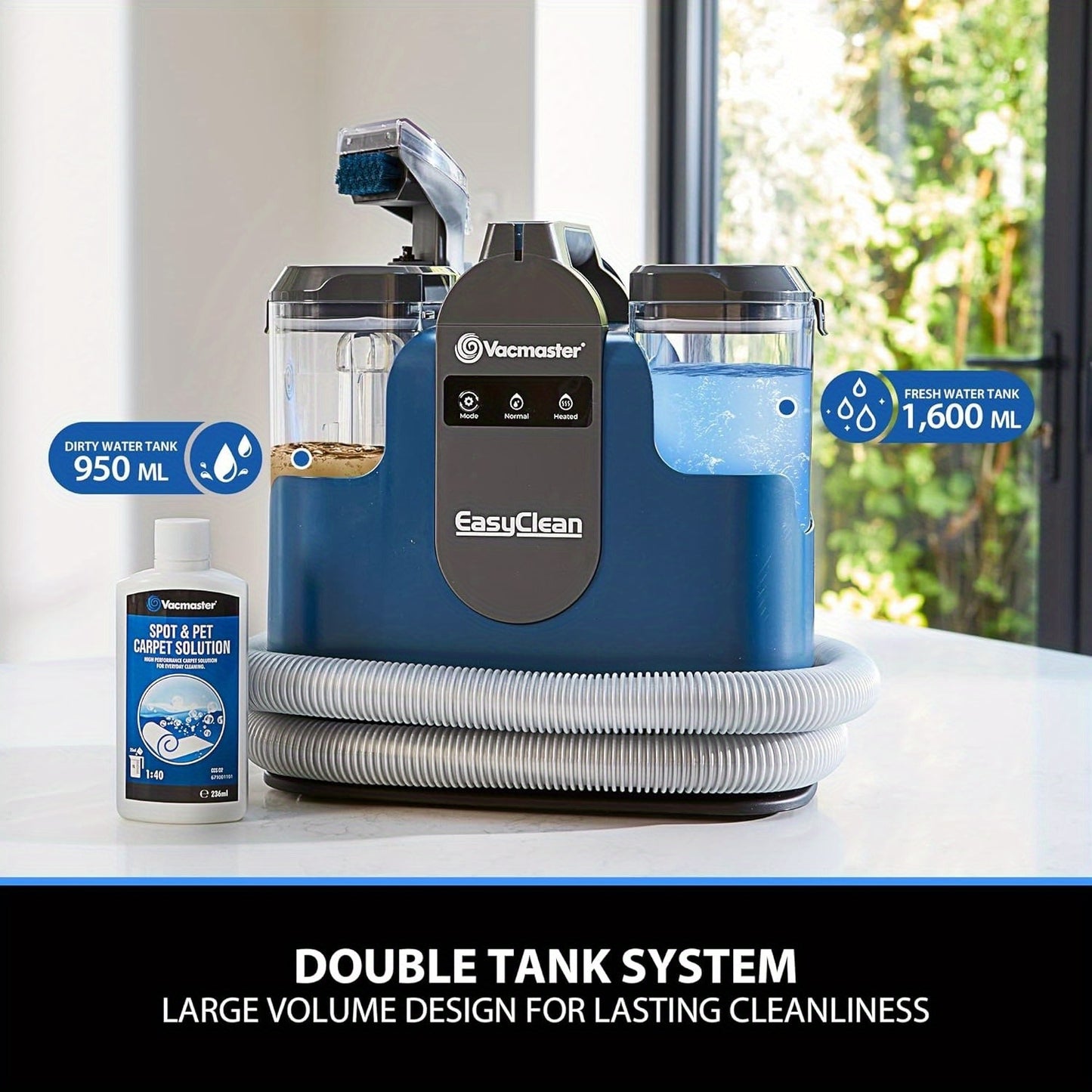 Tapijtreiniger – Vlekkenreiniger – Bankreiniger – Meubelreiniger – Zetelreiniger – 500W Verwarmerfunctie – 1,6L Waterreservoir – Lichtgewicht Compact