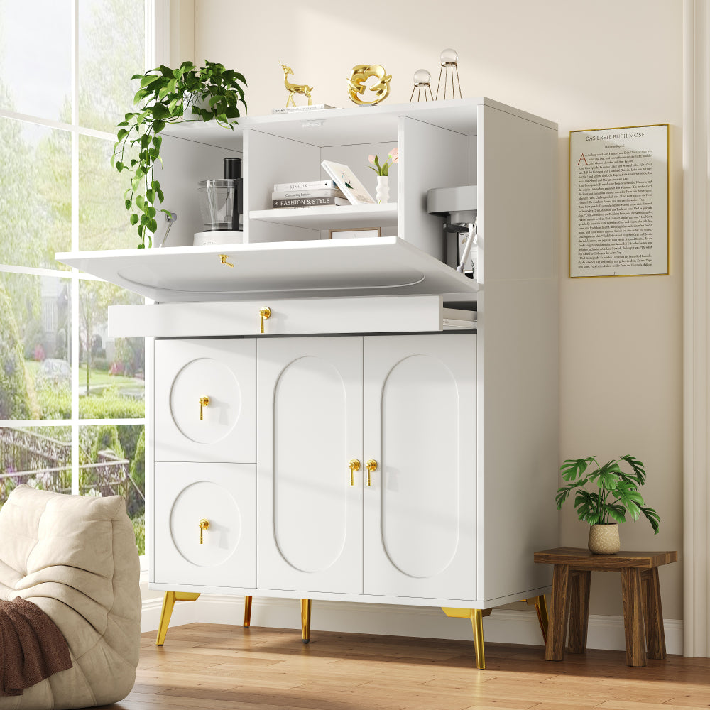 Sideboard | Kitchen Cabinet 100×50×140cm Storage Unit for Modern Folding Door Design, Minimalist Style & Multifunctional Use in Dining Rooms and Living Spaces, Spacesaving Furniture, Home Organization, Contemporary Design,