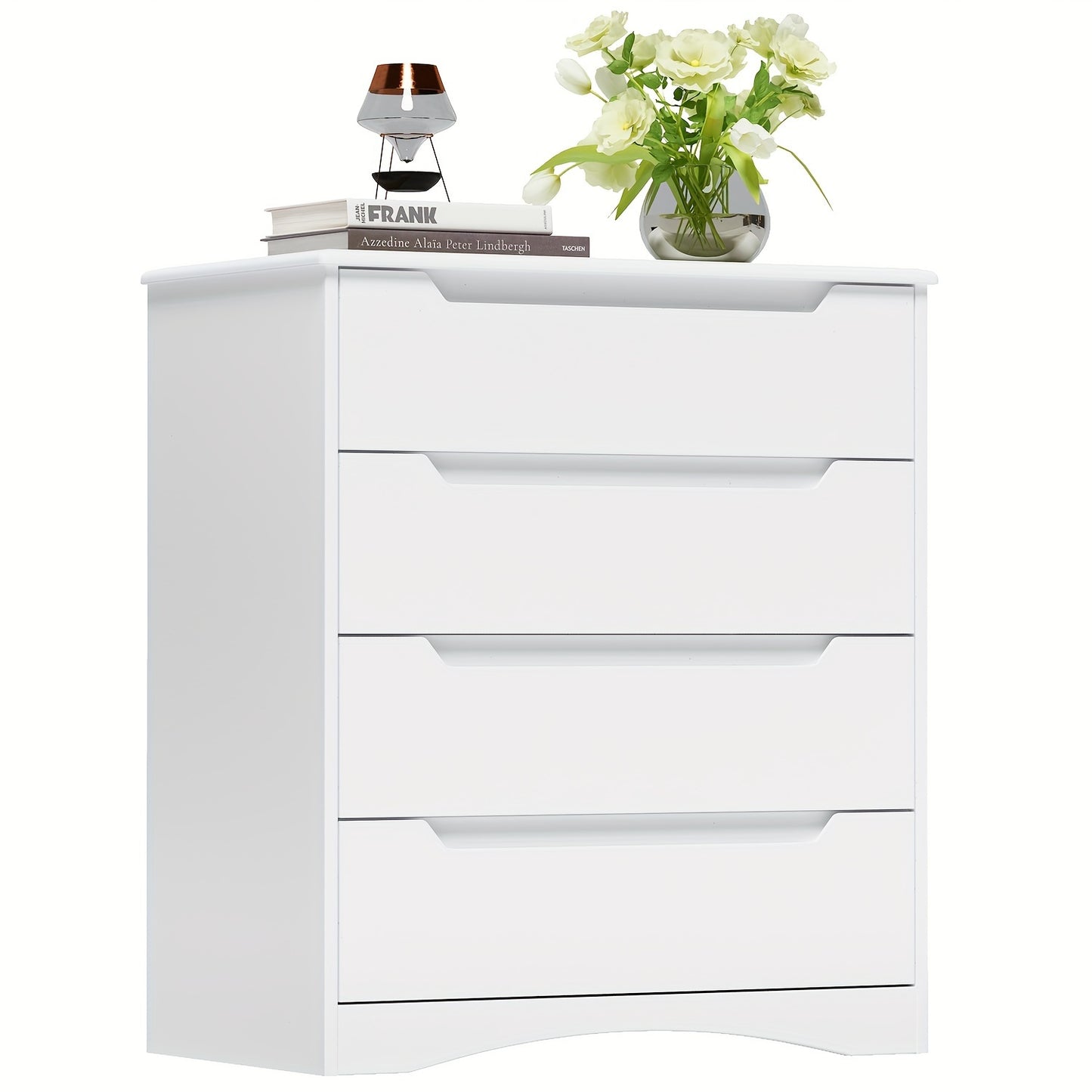 Witte 4-Ladenkast – Opbergkast – Ladekast – Dressoir – Bergkast – Stabiele Houten Constructie – Ruime 3,2+ Cu Ft Opbergruimte