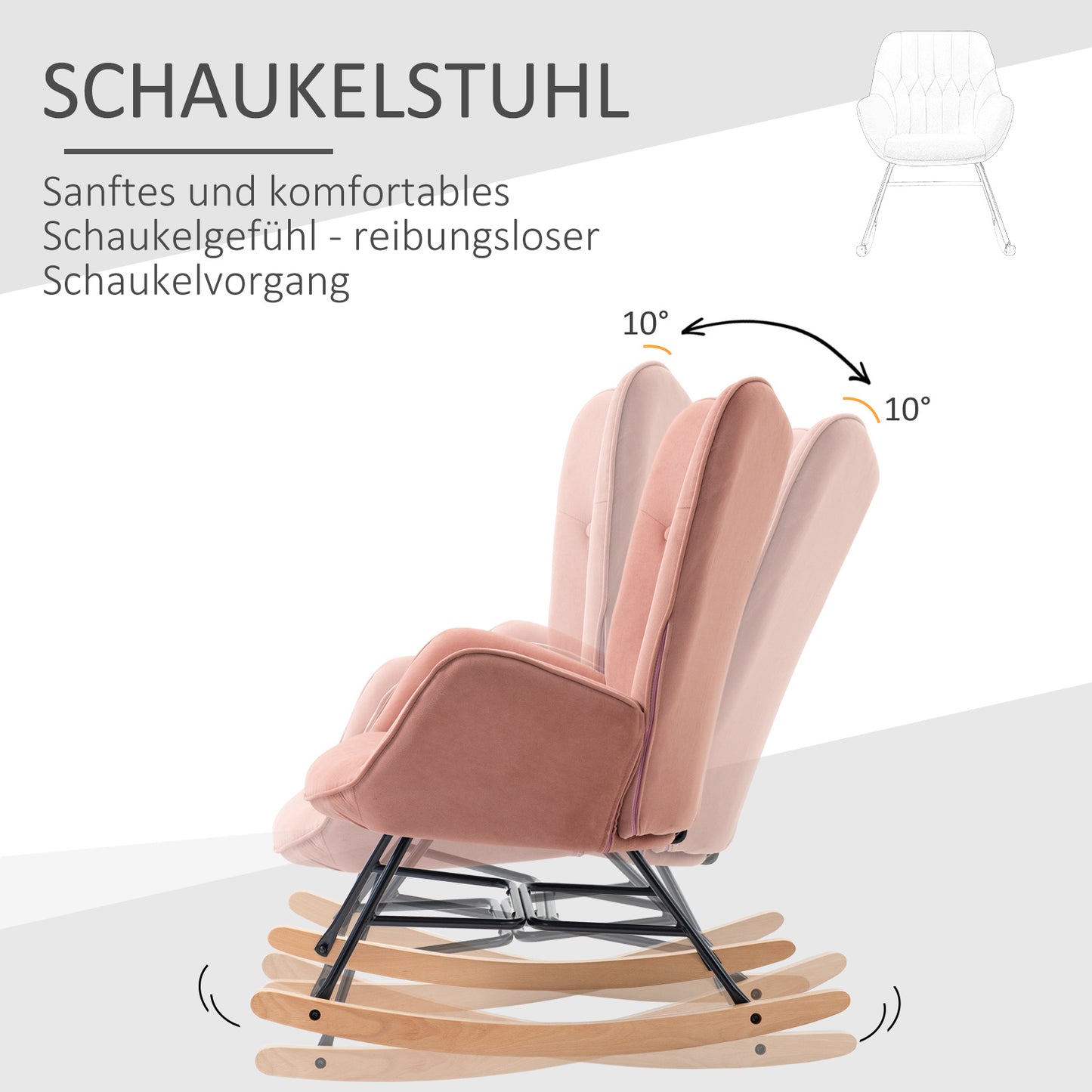 Schommelstoel – Fauteuil – Stoel – Wipstoel – Relaxstoel – Velvet Bekleding – Maximaal 150 Kg Draagkracht