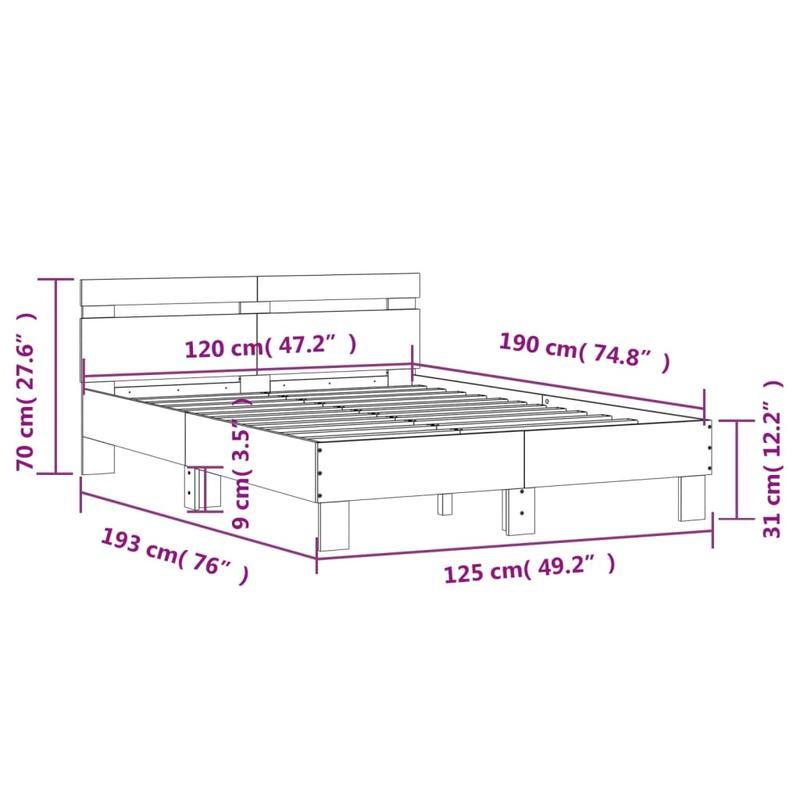 Bed frame con Headboard Nero 120x190cm in Wood Multilayer Removable and durable