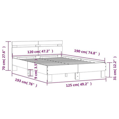 Bed frame con Headboard Nero 120x190cm in Wood Multilayer Removable and durable