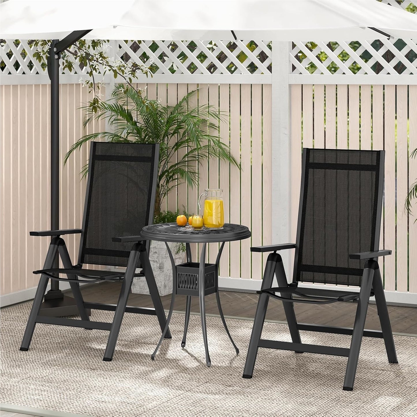 Tuinstoelen – Tuinstoel Set – Balkonstoel – Terrasstoel – Opvouwbare Stoelen – 7-Standen Verstelbare Rugleuning – Lichtgewicht Aluminium Frame