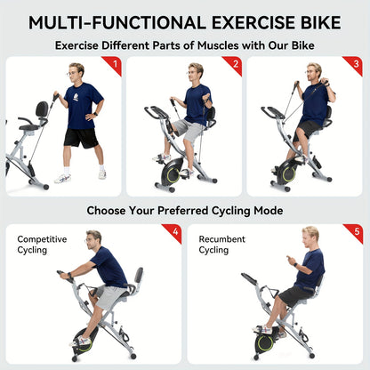 Hometrainer – Fitnessfiets – Spinningfiets – Stoelfiets – Ergometer – Inklapbaar Ontwerp – 8 Verstelbare Hoogtes – Magnetische Weerstand – Hartslagmeter – LCD Display – App Connectiviteit