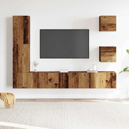TV-meubelset – Wandmeubel – Entertainmentmeubel – TV-meubel – Opbergmeubel – Ruimtebesparend ontwerp – Harde houtfineer in oude houten kleur