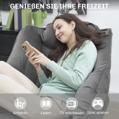Fauteuil – Zetel – Lounge Stoel – Relaxstoel – Accentstoel – Grijs – Stalen Pootjes – Zijvakken