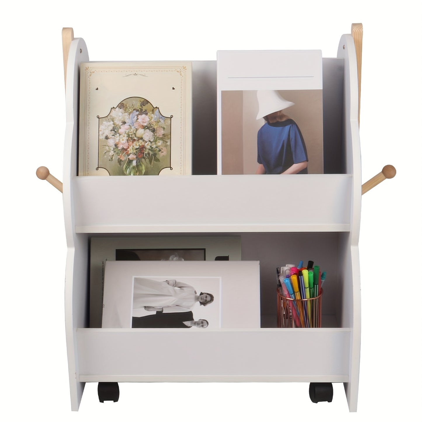 Boekenplank – Wandplank – Boekenrek – Opbergkast – Wandrek – Verrijdbaar en Geruisloos – Compact 50x54 cm
