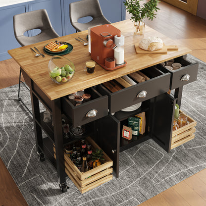 Keukentrolley – Keukenwagen – Serveerwagen – Opbergtrolley – Trolley Op Wielen – Multifunctioneel – 120x45x90 cm – Duurzaam Niet-Hout – Zwart/Wit Met Pineaftrek