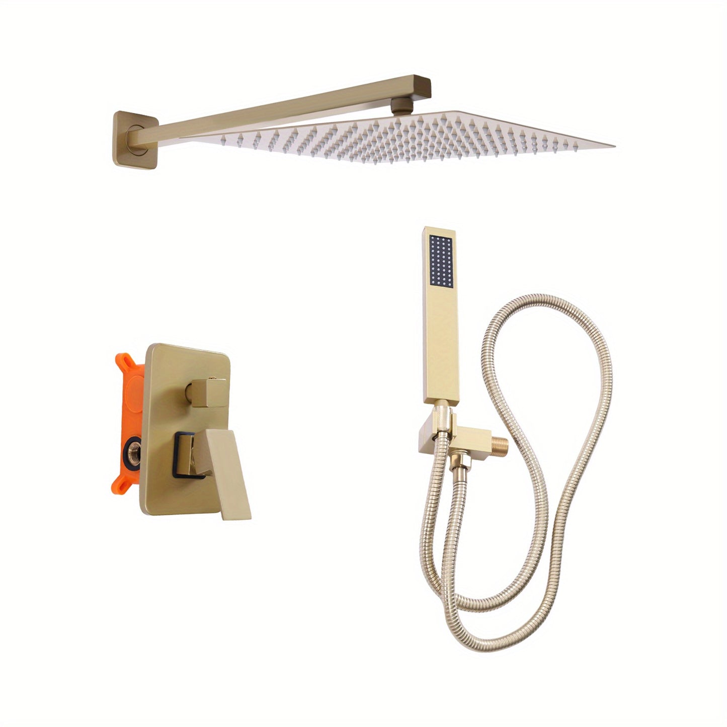 TOOL1SHOOO Luxury Brass Golden Shower System Rainfall Showerhead Handheld Showerhead Suitable for Hotels, Home Gyms, Bathroom Renovations, Bathroom Accessories, Shower Heads for Bathrooms, Shower Head And Hose Set, Bathroom S