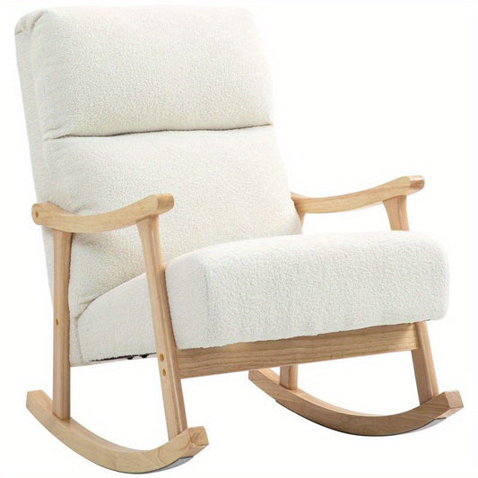 Schommelstoel – Schommelzetel – Schommelstoel Binnen – Buitenstoel – Relaxstoel – Ergonomisch Design – Massief Hout & Kussen