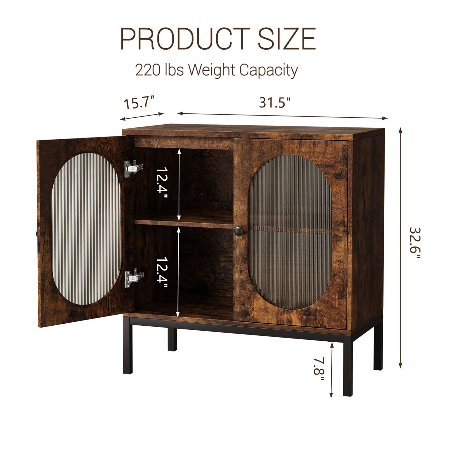 Buffetkast – Dressoir – Opbergkast – Kast – Sideboard – Retro Kleur – Verstelbare Planken – Hout en Rattan – 80x40x82 cm