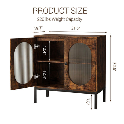 Buffetkast – Dressoir – Opbergkast – Kast – Sideboard – Retro Kleur – Verstelbare Planken – Hout en Rattan – 80x40x82 cm