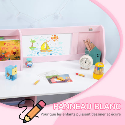 Kinderbureau – Kindertafel – Kinderschrijftafel – Kinderwerkplek – Kindermeubelset – Inclusief Whiteboard – MDF Roze 90x45x85 cm