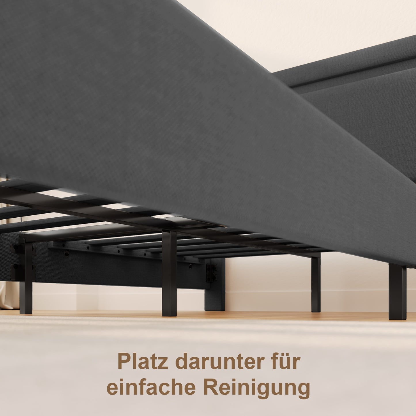 Bedframe – Gestoffeerd Bed – Eenpersoonsbed – Tweepersoonsbed – Boxspringbed – Modern Ontwerp – 90x200 cm – Gevoerd Hoofdbord – Stevig & Eenvoudig Montage