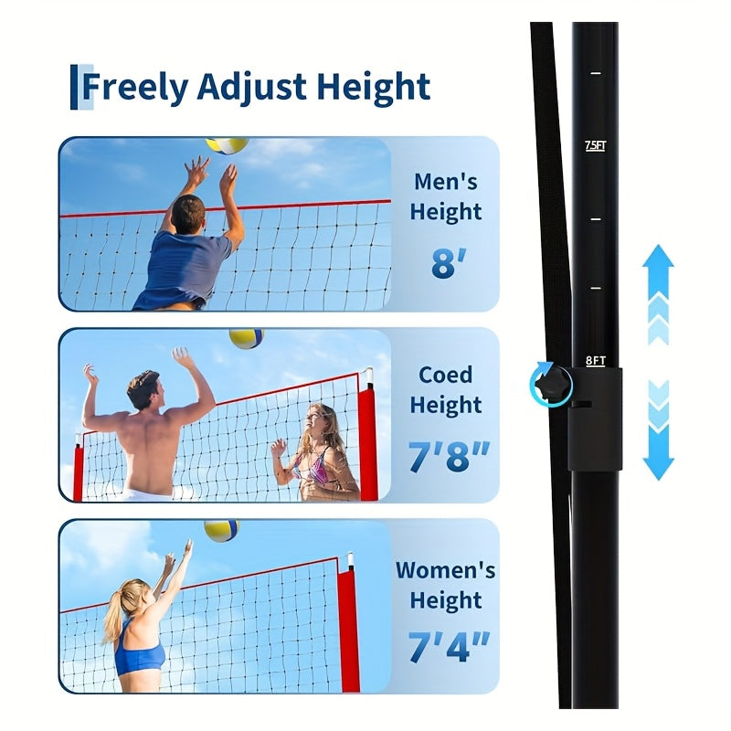 Volleyball Net 243 X 45 X 335Cm, Height Adjustable, Portable And Durable, with Carrying Bag, Quick Assembly for Indoor And Outdoor Training, Volleyball Net with Rack, Portable Volleyball Net, Volleyball Training Equipment, Vo