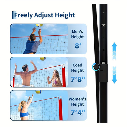 Volleyball Net 243 X 45 X 335Cm, Height Adjustable, Portable And Durable, with Carrying Bag, Quick Assembly for Indoor And Outdoor Training, Volleyball Net with Rack, Portable Volleyball Net, Volleyball Training Equipment, Vo
