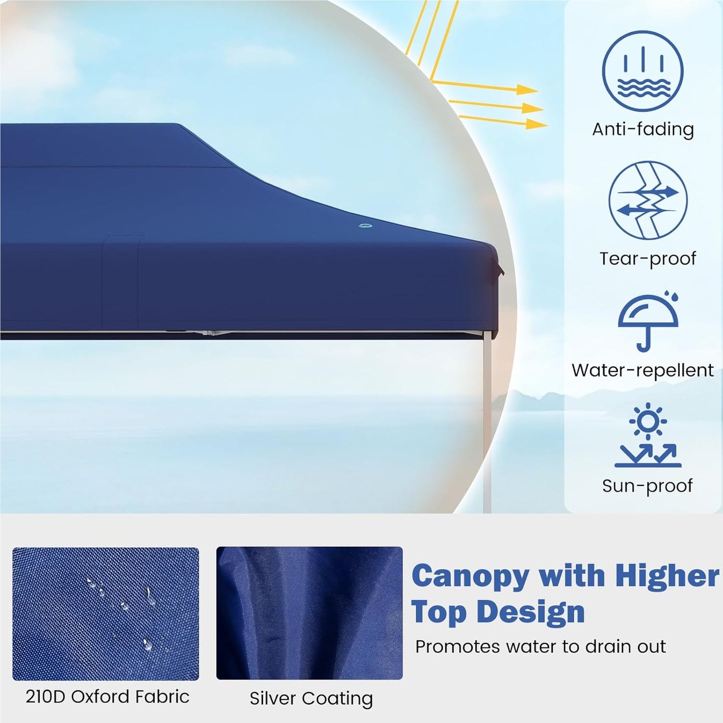 Partytent – Paviljoen – Easy-Up Tent – Vouwtent – Feesttent – 3x4,5 m – Waterafstotend Oxfordmateriaal – Verstelbare Hoogte