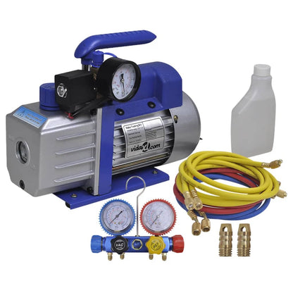 Vacuümpomp – Manometerset – Koelsysteem Vacuümpomp – Airco Vacuümpomp – 1-Traps – Aluminium Behuizing – 4-Wegs Manometerset