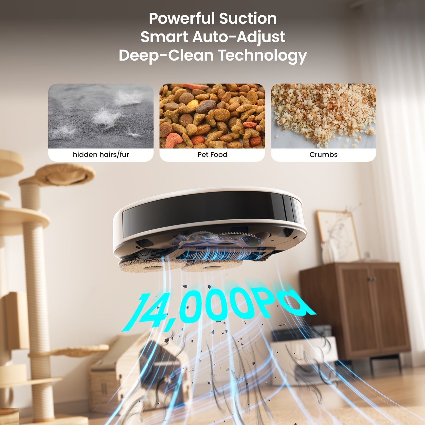 Robotstofzuiger – Robotstofzuiger Met Dweilfunctie – Robotstofzuiger Met Mop – Automatische Stofzuiger – Slimme Robotstofzuiger – 14.000 Pa Zuigkracht – Automatische Mop Reiniging En Drogen – Wit