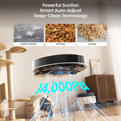 Robotstofzuiger – Robotstofzuiger met dweilfunctie – Dweilrobot – Automatische schoonmaker – Stofzuigrobot – 14.000 Pa zuigkracht – 240 minuten batterijduur