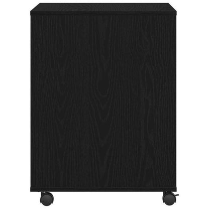 Large Black Oak ( Wood) Printer Stand with 4-Wheel-like Legs, Heavy-Duty Desktop Printing Cabinet, Space-Saving Organizer with Shelves & White-Tipped Feet, Easy Assembly, 60x50x67cm for /Office Printer, Scanner,