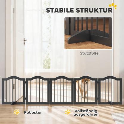 Hondenbarrière – Hekje – Hondenhek – Traphek – Kamerscherm – Vrijstaand Zwart Houten Design – Inklapbaar & Stevig