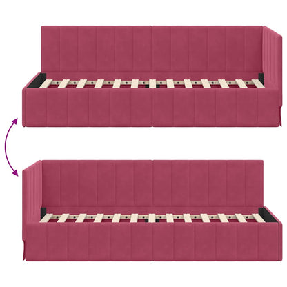Bedframe – Bedombouw – Slaapbank – Tweepersoonsbed – Lattenbodem – Gele Velvet Bekleding – 90x200 cm