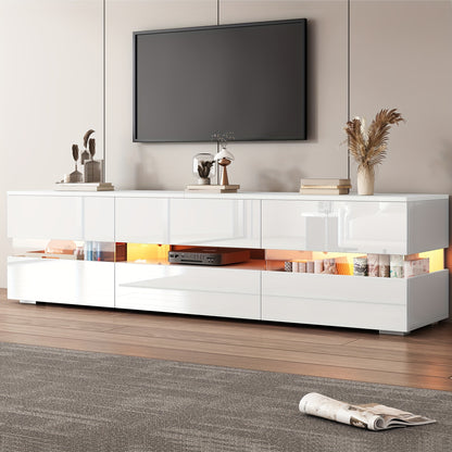 TV-Meubel – TV-Kast – TV-Dressoir – TV-Bank – Hoogglans Meubel – Modern Wit Hoogglans – Push-Open Systeem – Voor Tv’s Tot 70 Inch