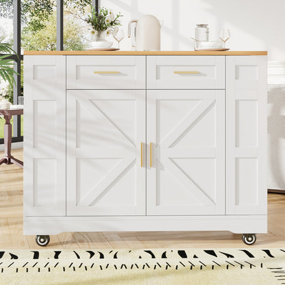 Keukeneiland – Buffetkast – Keukenkast – Serveerwagen – Eettafel – Wit Modern – Multifunctioneel – Uitbreidbare Opbergruimte – Stevig & Vrijstaand – Gouden Scharnieren – Houtvrij