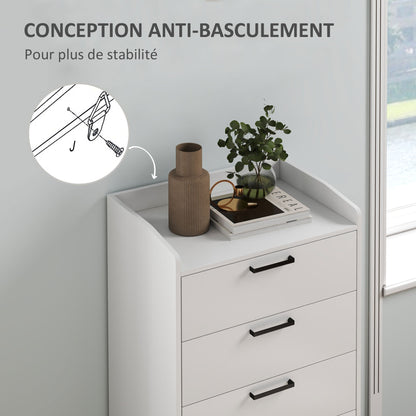 Ladekast – Commode – Opbergkast – Kledingkast – Dressoir – 5 Lades – Melamine Afwerking – Anti-Kantel Systeem – Modern Wit