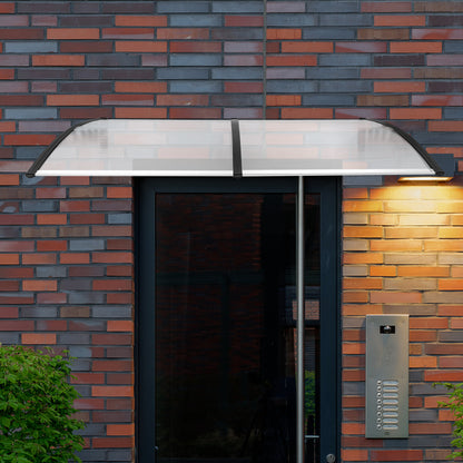 Deurzonwering – Deurluifel – Voordeurkap – Overkapping – Zonwering – Duurzaam PC/PP Materiaal – 200 cm Breed – Modern Gebogen Design – UV- en Weerbestendig – Makkelijke Wandmontage