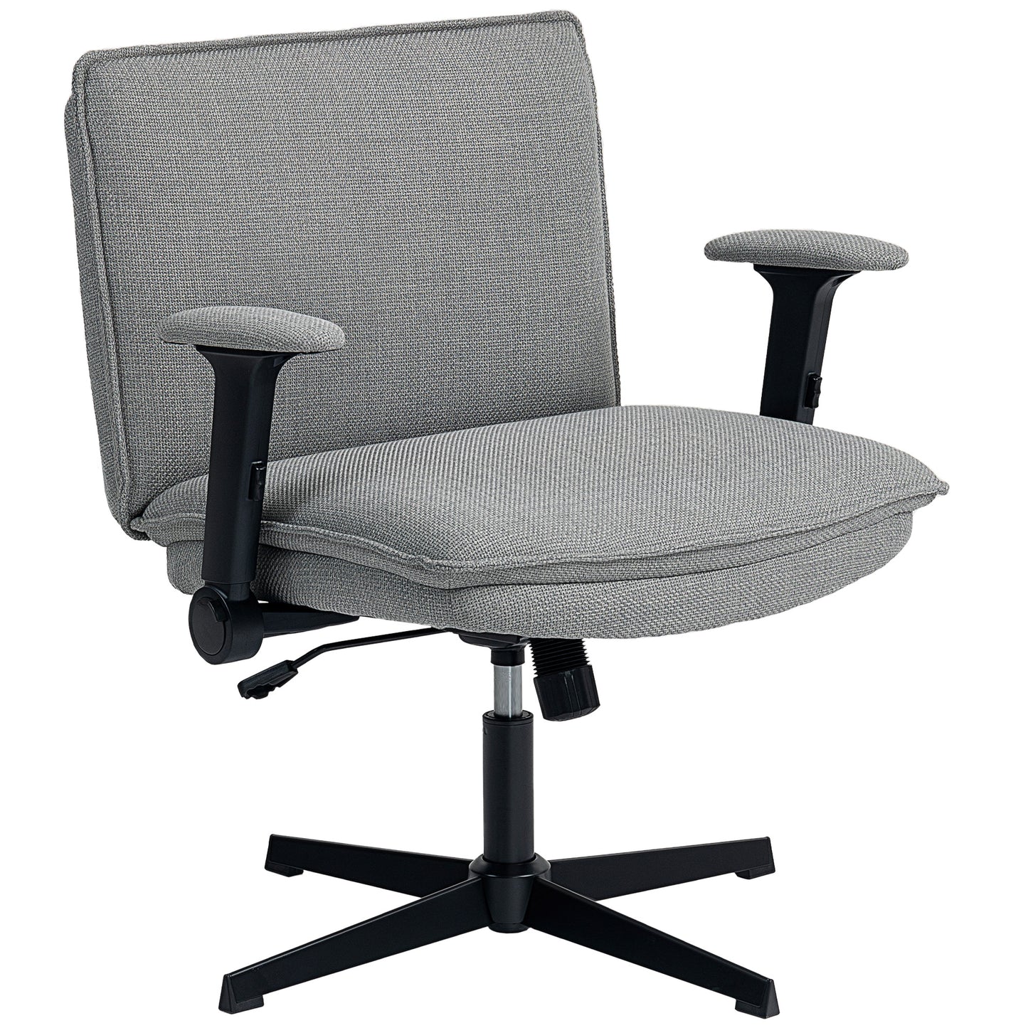 Bureaustoel – Office Chair – Kantoorstoel – Bureaustoelen – Draaistoel – Verstelbare Zithoogte – Inklapbare Armleuningen – Grijs Linnenlook – Stalen Onderstel